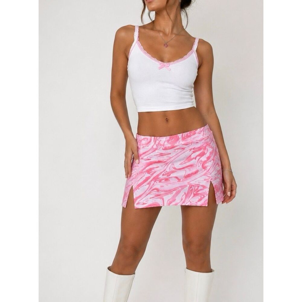 Love On A Hanger Mini Skirt Pink Swirl Size 3